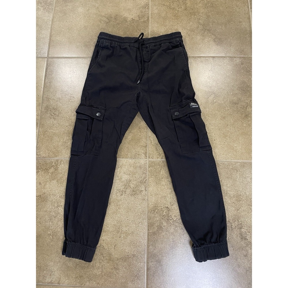 WeSC Mens Sz S Slim Fit Utility Joggers Black Pants Pockets